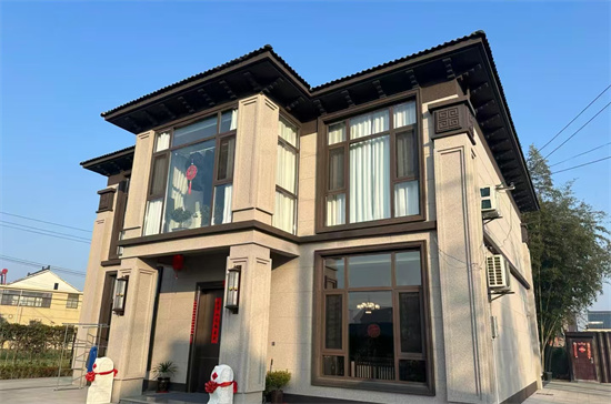 北京海淀自建別墅外墻保溫 水包砂雙凹槽工藝裝飾案例